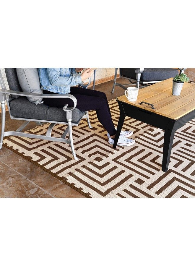 Stylish Camping 275087 5Feet By 8Feet Reversible Mat Plastic Straw Rug Large Floor Mat For Outdoors Rv Patio Backyard Picnic Beach Camping Geometric Mat (Brown Beige) - Image 4