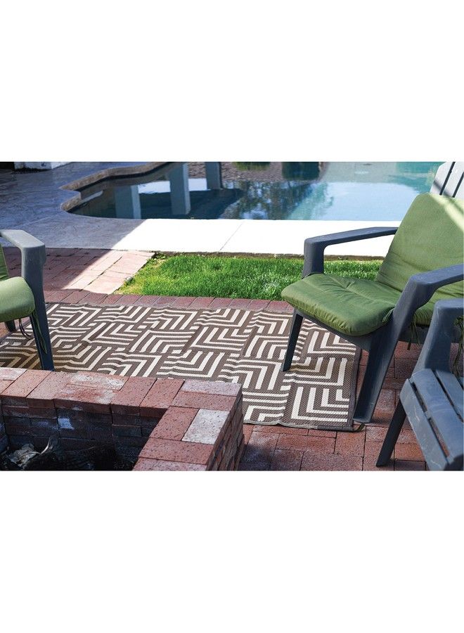 Stylish Camping 275087 5Feet By 8Feet Reversible Mat Plastic Straw Rug Large Floor Mat For Outdoors Rv Patio Backyard Picnic Beach Camping Geometric Mat (Brown Beige) - Image 3