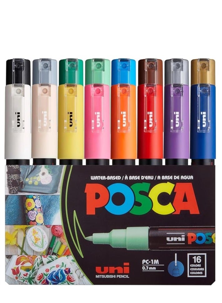 بوسكا مجموعة أقلام طلاء بوسكا PC-1M 0.7 ملم مكونة من 16 قطعة، متعددة الألوان - Image 1