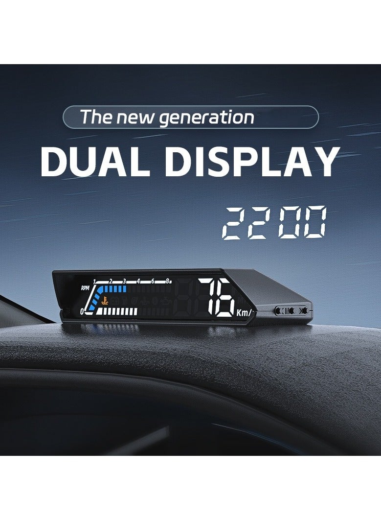 Generic HUD Car Head-up Display, OBD2 Multi-function Guage with Dual Screen, Works Great for Most Car with OBD2 Interface Protocol After 2008  - Image 2