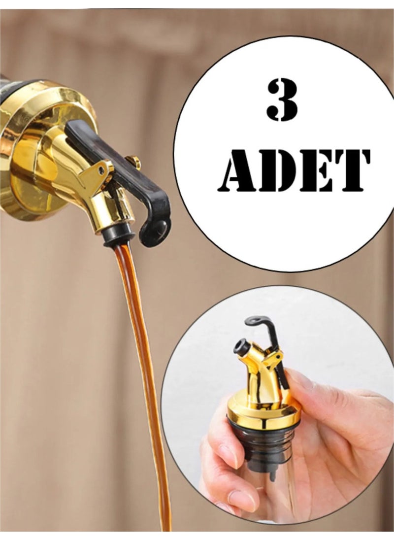 Tamu Non-Drip Oil Can Oil Can Stopper Cap Bottle End Service Apparatus 3-Piece Gold  - Image 1