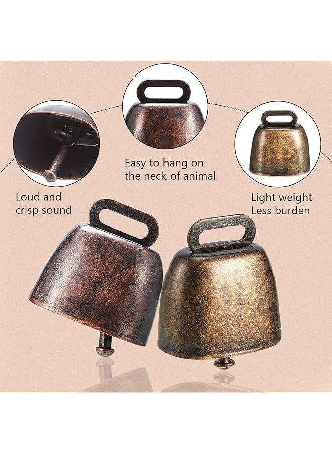 erorex Cow Horse Sheep Grazing Copper Bells Small Brass Bells Cattle Goat Farm Loud Bronze Bell Long Distance Horse Sheep Iron Bells For Decoration 2 Colors 6 Pieces - Image 3