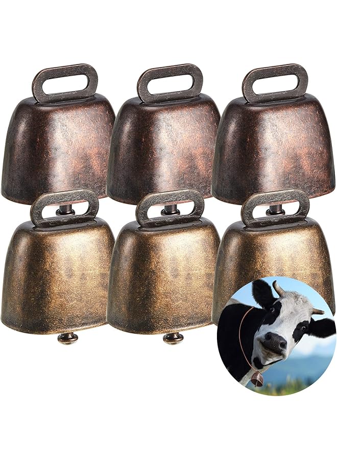 erorex Cow Horse Sheep Grazing Copper Bells Small Brass Bells Cattle Goat Farm Loud Bronze Bell Long Distance Horse Sheep Iron Bells For Decoration 2 Colors 6 Pieces - Image 1
