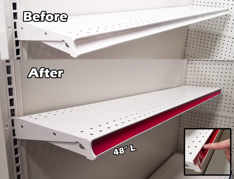 STORE FIXTURES DIRECT Decorative Gondola Shelving Pre Cut Vinyl Insert Strips 48" x 1.25" Shelf C-Channel, Red, 100 Pack - Image 4