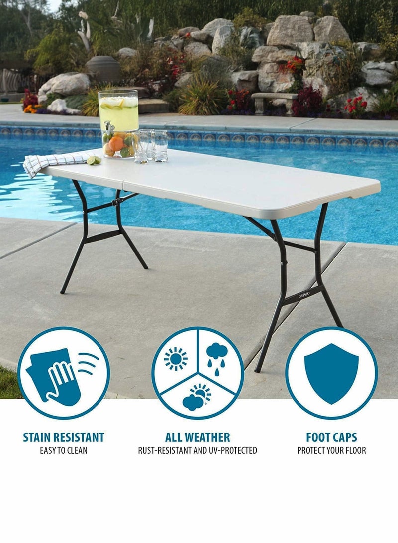 توشيونيكس طاولة قابلة للطي متينة بطول ١٨٠ سم - طاولة ألومنيوم محمولة متعددة الأغراض للنزهات والتخييم بطول ٦ أقدام، مناسبة للحدائق الخارجية والفناء والشواء والاستخدام المنزلي | سطح بلاستيكي مقاوم للماء والخدش | تصميم مدمج قابل للطي مع مقبض حمل | إطار مقاوم للصدأ، وأقدام مانعة للانزلاق، وآلية أمان بقفل الجاذبية | خفيفة الوزن ومتينة، سعة تحميل ١٥٠ كجم، مثالية لتناول الطعام والمناسبات والحفلات وخدمات الطعام | أرجل متينة مطلية بمسحوق مقاوم للتآكل | طاولة قابلة للطي موفرة للمساحة للأنشطة الداخلية والخارجية - Image 3