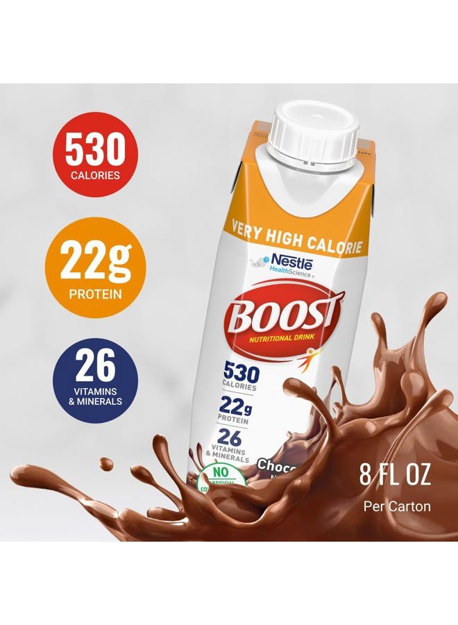 Boost Very High Calorie Nutritional Drink – Helps Weight Gain & Maintenance - 530 Calories - 26 Vitamins & Minerals - 22 g Protein - Calorie-Dense Nutritional Drink - Chocolate - 8 fl oz (Pack of 24) - Image 4