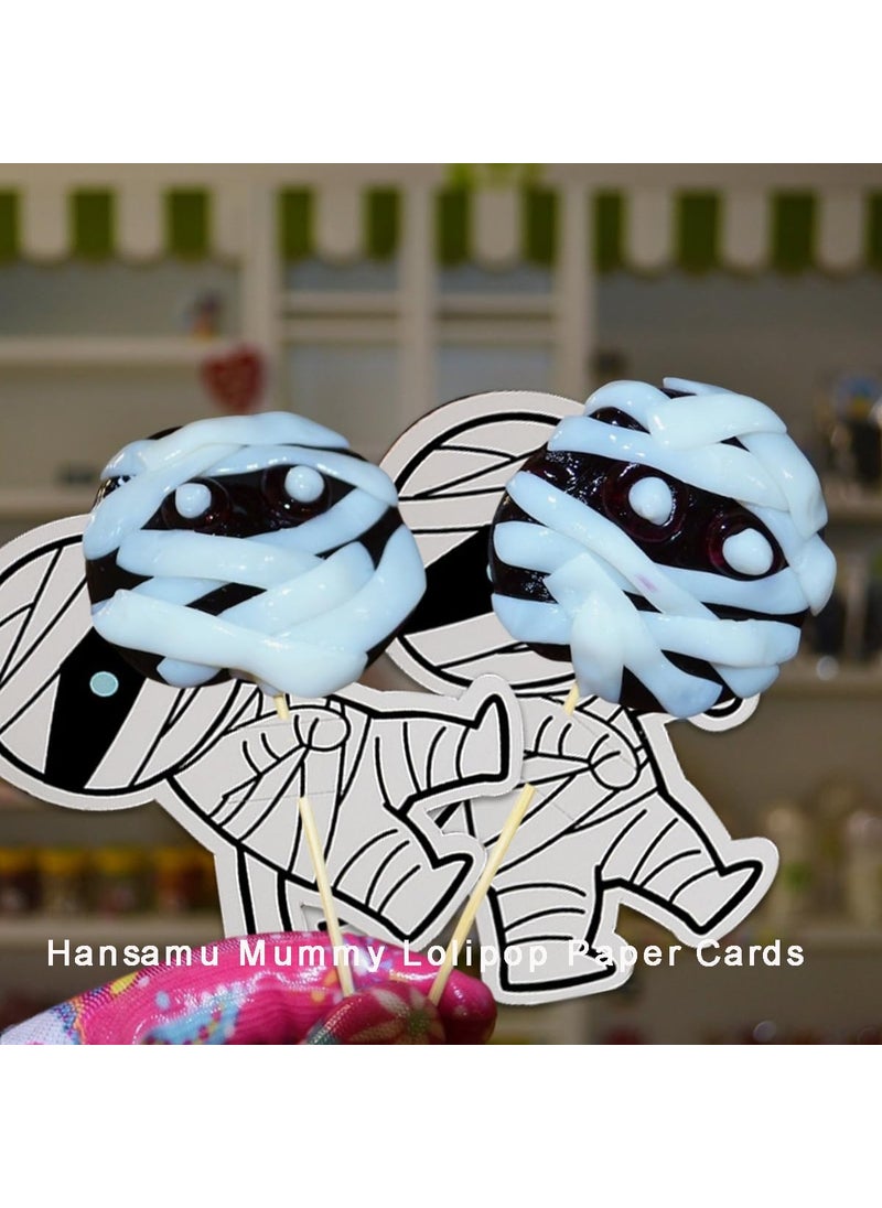 HANSAMU 100 Pcs Halloween Candy Holder Paper Cards Mummy Lollipop Chocolate Sweets Holders Wrapping Decorations Supplies for Halloween Party Gift Accessories  - Image 5