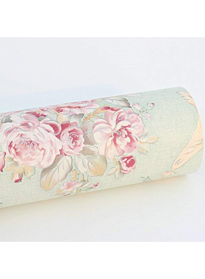 UPREDO Vintage Light Green Rural Rose Adhesive Paper Shelf Liner Funitures Dresser Drawer Cabinet Decor 17.7 Inch by 96 Inch - Image 4