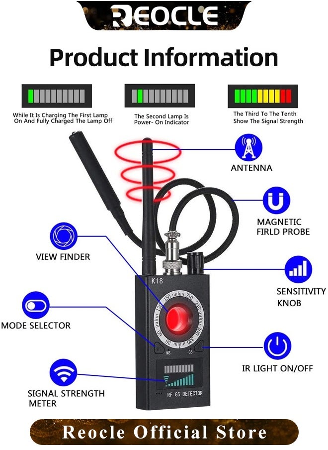REOCLE Hidden Camera Detectors Camera Detector Bug and Hidden Camera Detector RF Wireless Signal Scanner for Home & Office & Travel  - Image 5