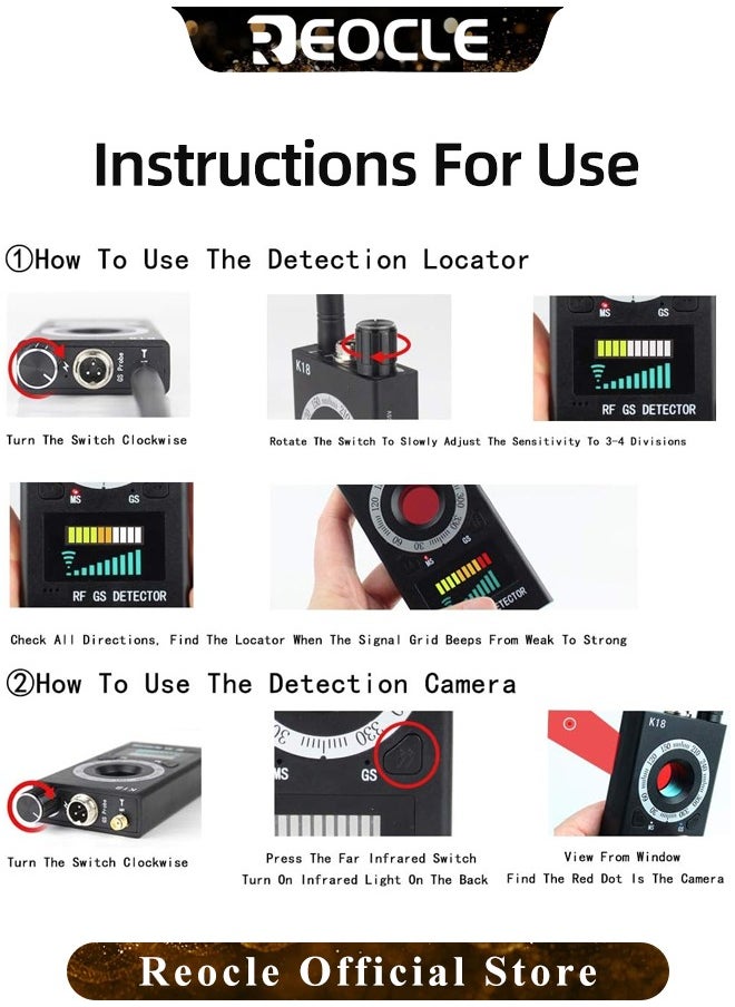 REOCLE - Hidden Camera Detectors Camera Detector Bug and Hidden Camera Detector RF Wireless Signal Scanner for Home & Office & Travel - Image 1
