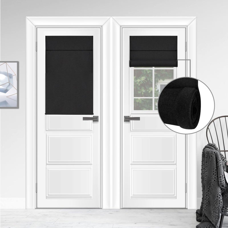 WdFour Triple Layers UV Protect  100% Light Block  Multi-use  no Noise  Easy Installed Door Curtains  Adjustable Roller Shade  Window Blind  for Office  Wards and Home(24Wx38H Black 1 Piece) - Image 1
