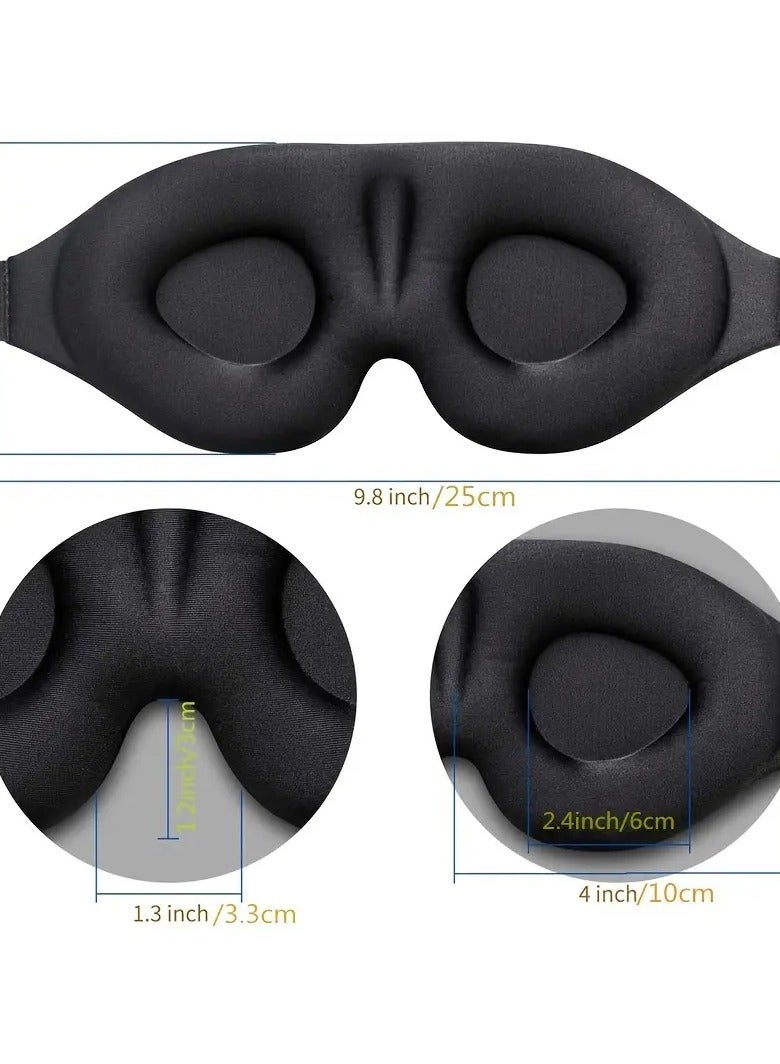 اس كي كيو اي ار 3D مخطط قناع النوم العين للرجال والنساء - ناعمة، غير معطرة، خالية من الصبغة، قناع النوم الليلي المقاوف المصبوب لمنع الخروج الضوء، الراحة الهادئة غطاء ظل العين للسفر، اليوغا، القيلولة - الأسود - Image 5