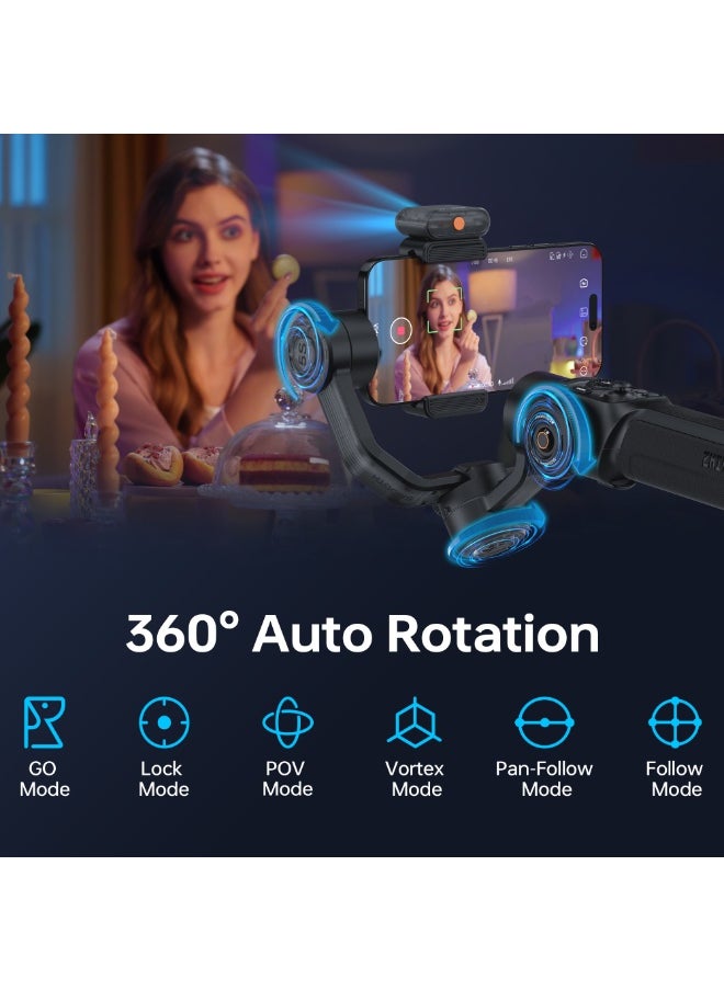 ZHIYUN Smooth 5S AI Combo 3-Axis Gimbal Stabilizer for iPhone 15 Pro Max & Android Smartphone Gimbal with AI Tracker, Built-in Fill Light, Tripod, Phone Stabilizer for Video Recording Vlog Filming