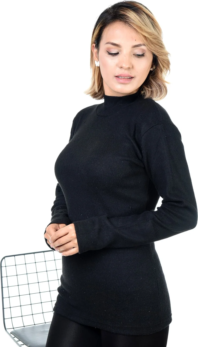 بيليفانتي كولكشن Women's Black Half Turtleneck Sweater