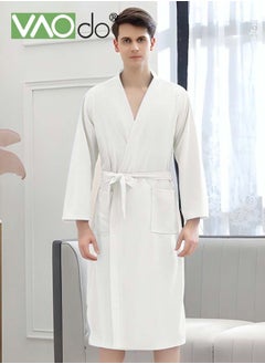 Men's Bathrobe Light Super Absorbent Skin-friendly Home Clothes Suitable For All Seasons Nightgown White