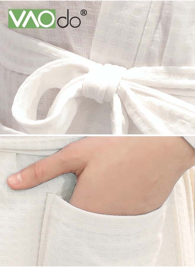 VAOdo - Men's Bathrobe Light Super Absorbent Skin-friendly Home Clothes Suitable For All Seasons Nightgown White - Image 1