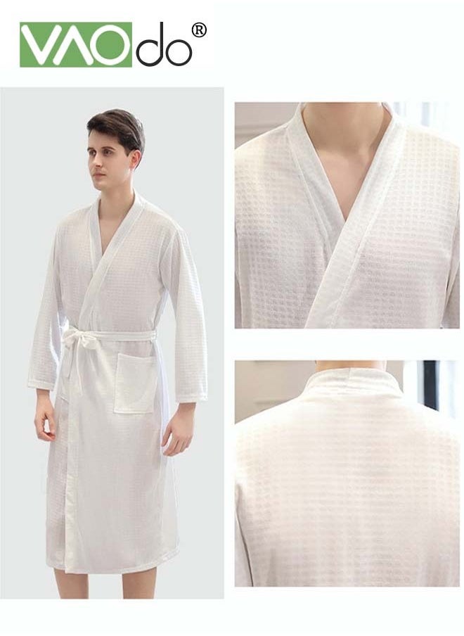 VAOdo - Men's Bathrobe Light Super Absorbent Skin-friendly Home Clothes Suitable For All Seasons Nightgown White - Image 1