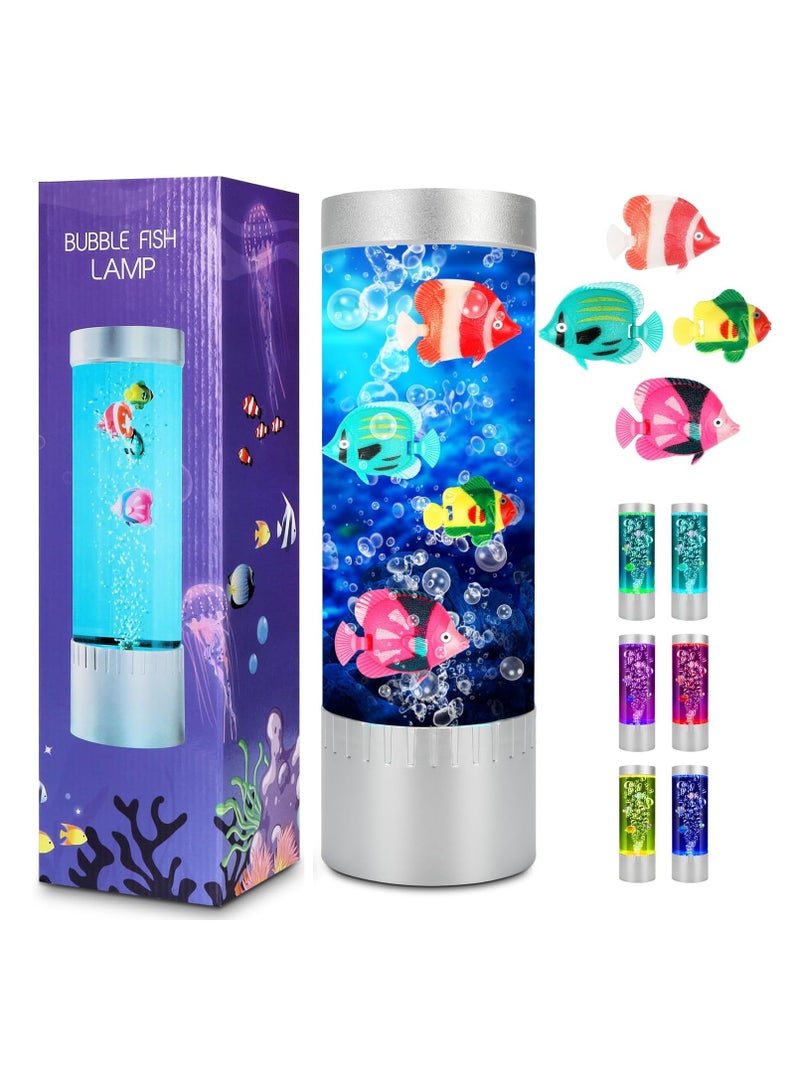 Bubble Fish Lamp Sensory Bubble Tube Lamp Artificial Fish Tank with Moving Fish to Light Up Your Life Like a Lamp  - Image 1