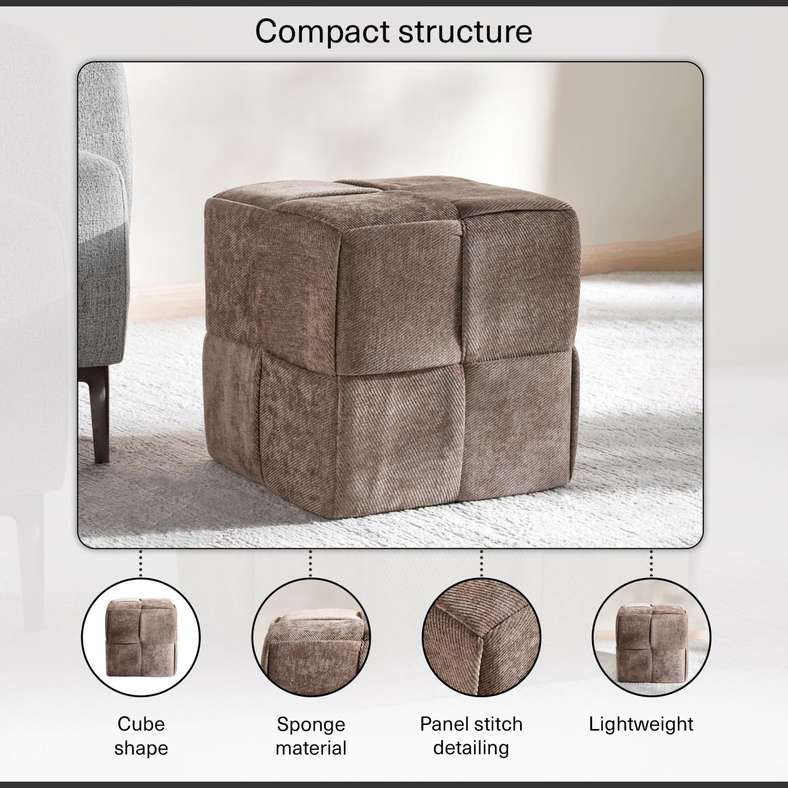 Pan Home Brown Woven Pouf for Home - Image 5