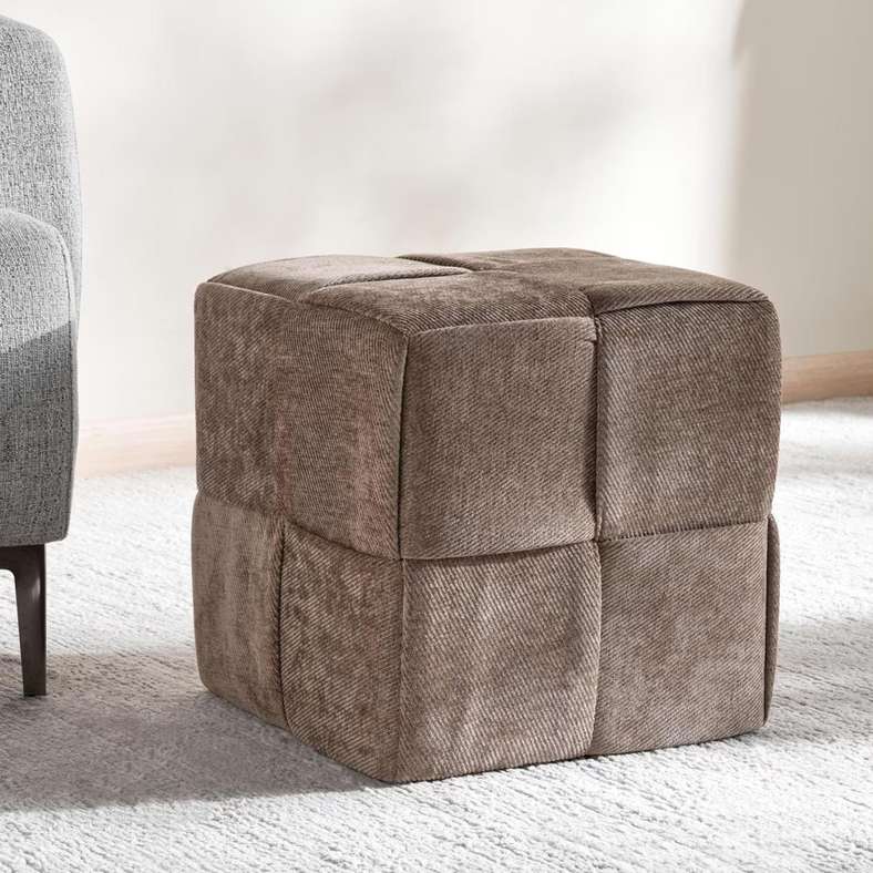 Pan Home Brown Woven Pouf for Home - Image 1
