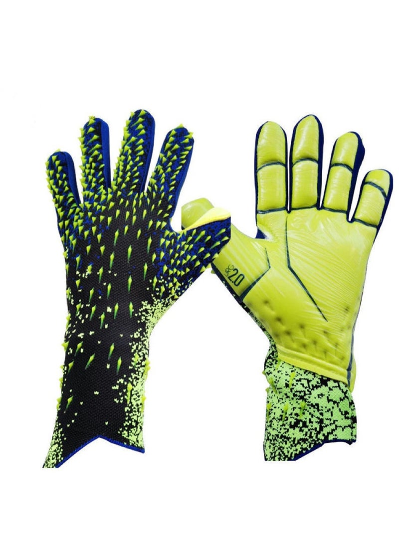 Generic Soccer Goalkeeper Gloves Goalkeeper Training Gloves Strong Grip Non-slip Breathable Suitable for Adults and Kids (Fluorescent Green Size 9)  - Image 1