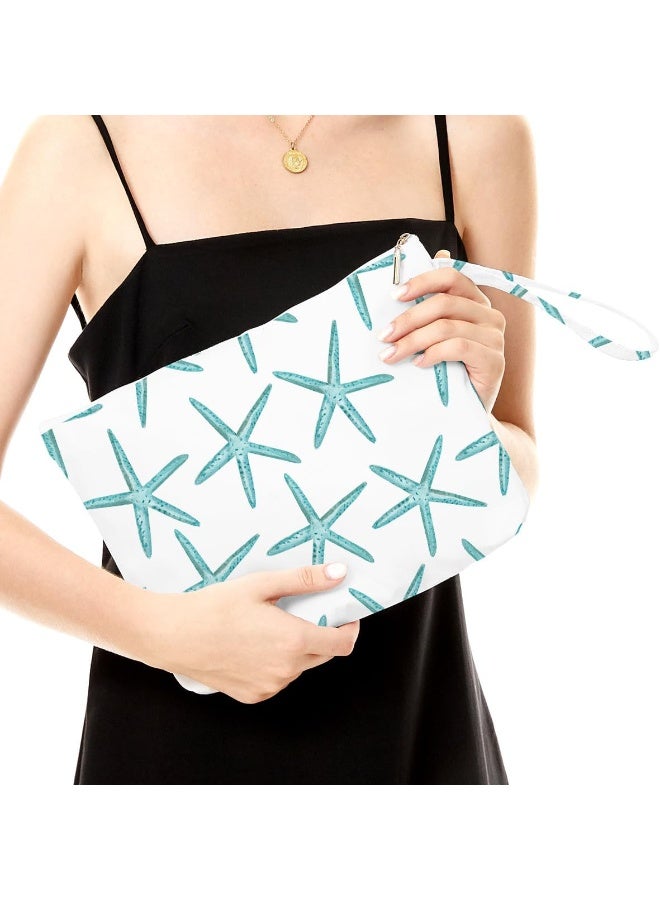 Fokongna Wet Dry Bag for Travel, Makeup, Swimsuit, Beach, Pool, Diapers, Yoga, Gym Clothes - Zipper Pouch for Women, Sister, Friends - Ocean Sea Shells Starfish Design - Image 2