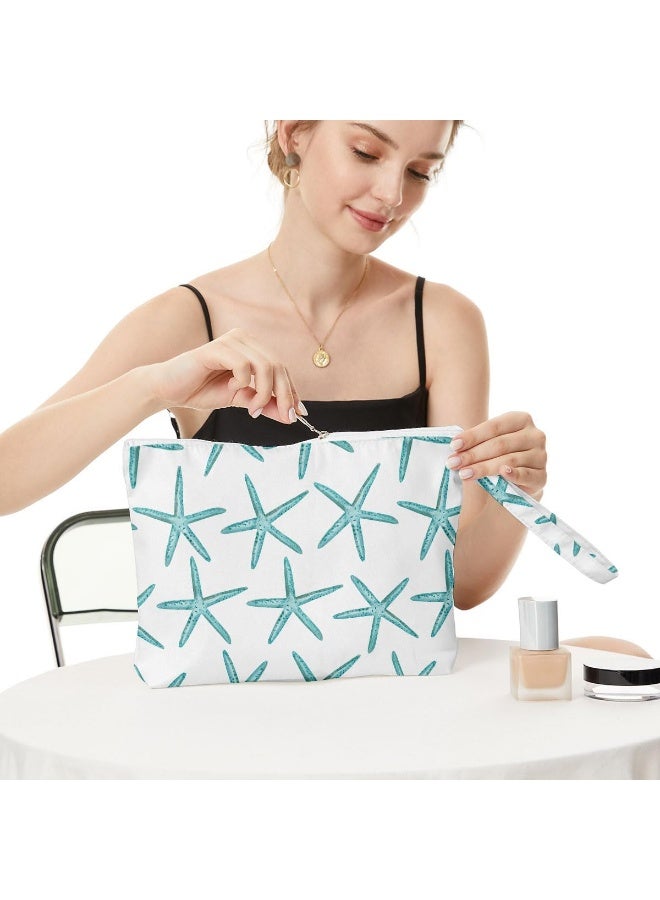 Fokongna Wet Dry Bag for Travel, Makeup, Swimsuit, Beach, Pool, Diapers, Yoga, Gym Clothes - Zipper Pouch for Women, Sister, Friends - Ocean Sea Shells Starfish Design - Image 3