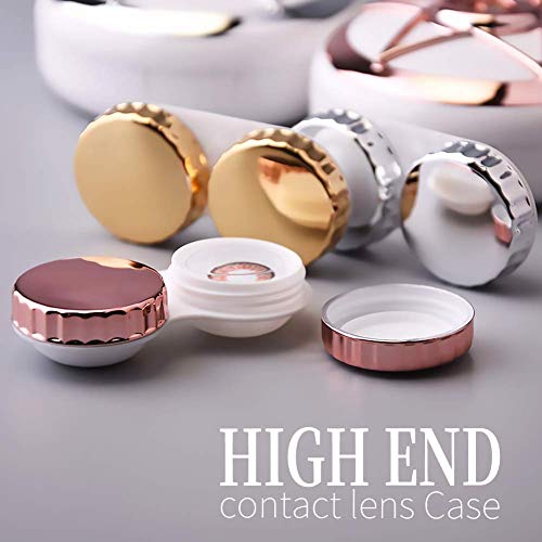 ofone Contact Lens Case, Star Contact Lenses Cases Travel with Remover Tool Tweezers Mirror Contact Solution Bottle Contacts Storage Container Kit for Women (Rose Gold) - Image 2