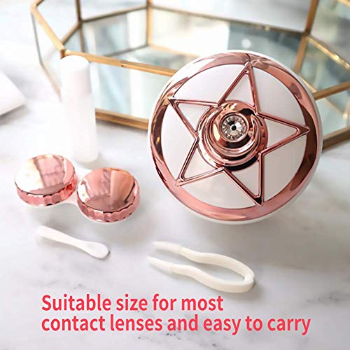 ofone Contact Lens Case, Star Contact Lenses Cases Travel with Remover Tool Tweezers Mirror Contact Solution Bottle Contacts Storage Container Kit for Women (Rose Gold) - Image 3