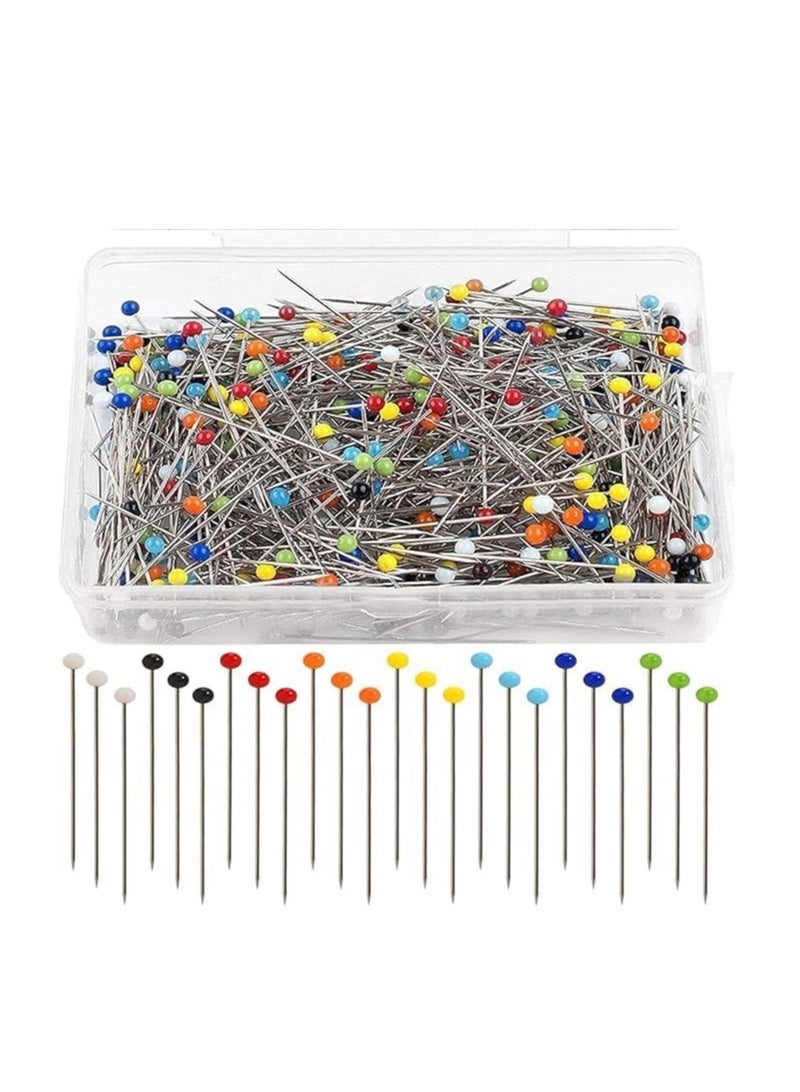 Terabyte Needle Pins for Fabric, Straight with Colored Ball G 1.5 Inch, Quilting Dressmaker, Jewelry DIY Decoration, Craft and Project (500 PCS, Colorful) Heads Long - Image 1