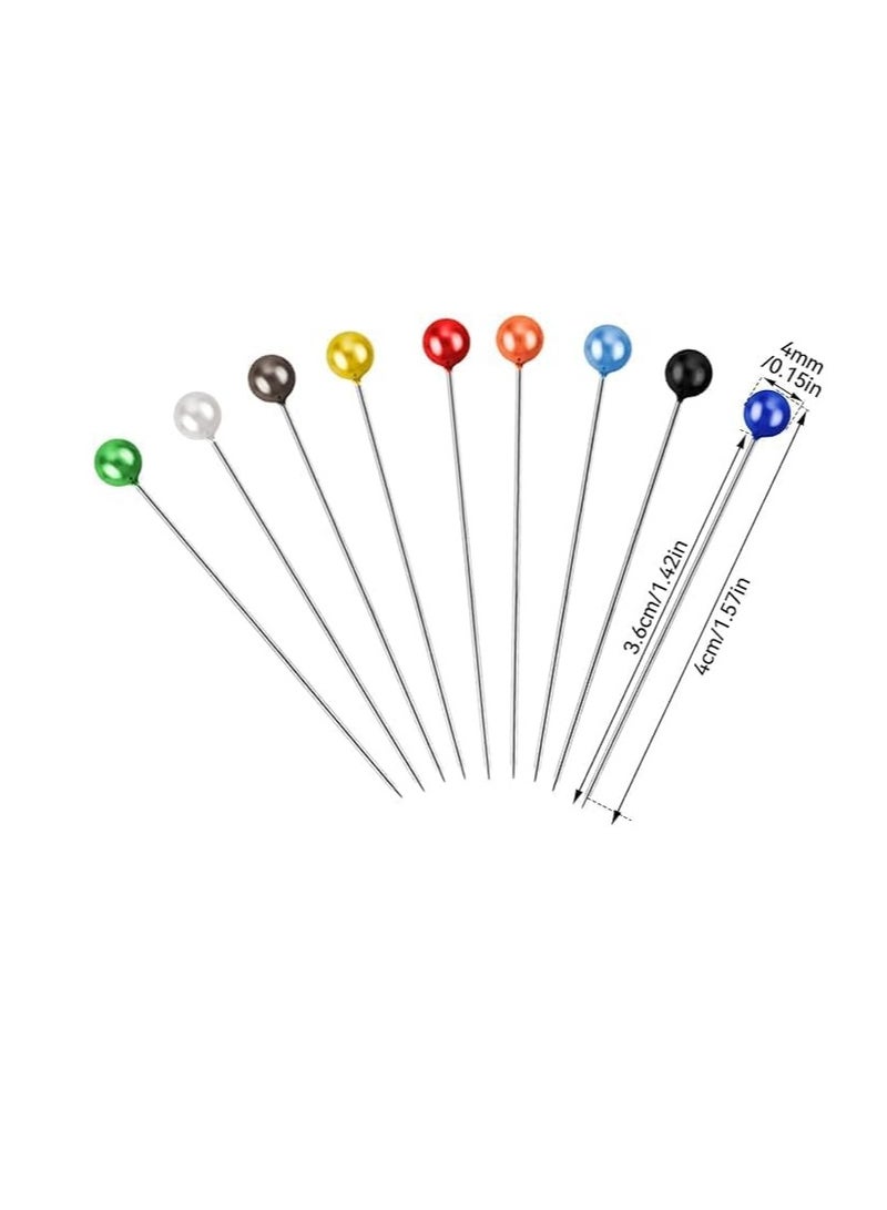 Terabyte Needle Pins for Fabric, Straight with Colored Ball G 1.5 Inch, Quilting Dressmaker, Jewelry DIY Decoration, Craft and Project (500 PCS, Colorful) Heads Long - Image 3