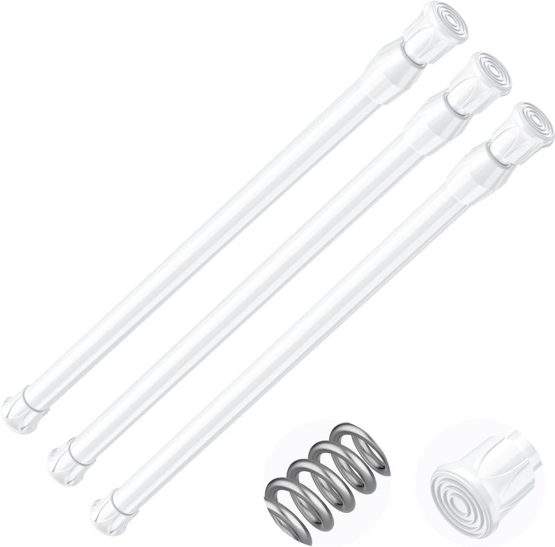 AIZESI Spring Tension Curtain Rods Short Tension Rod (White,17" to 28"-3Pcs) - Image 1