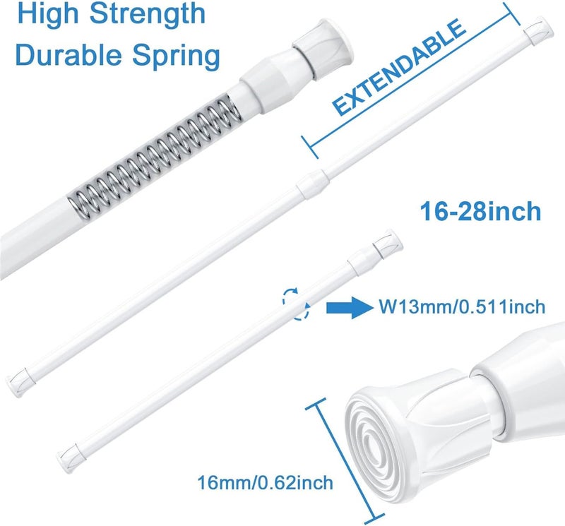 AIZESI Spring Tension Curtain Rods Short Tension Rod (White,17" to 28"-3Pcs) - Image 2