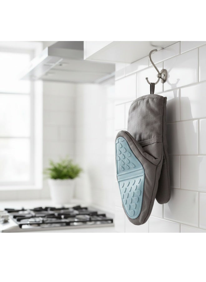 قفاز فرن سيليكون مقاوم للحرارة - قفاز طهي وخبز مانع للانزلاق مع قبضة محسنة، حماية متينة للمطبخ للأفران والشوايات والأواني الساخنة 27 سم - Image 3