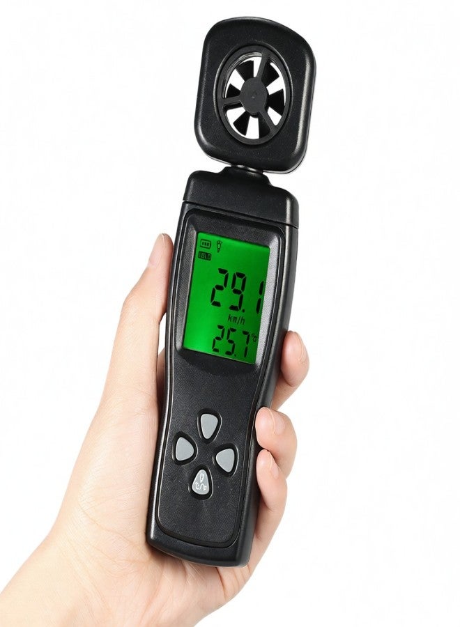 سمارت سنسور مقياس سرعة الرياح الرقمي الذكي الصغير المزود بمستشعر وشاشة LCD لقياس سرعة الرياح ودرجة الحرارة مع إضاءة خلفية - Image 5