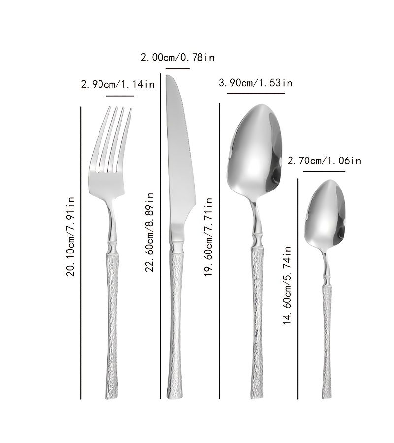 4 Pcs Essential Stainless Steel Flatware Set Home Kitchen Vertical Stripe Handle Design Knife Fork Spoon for Wedding Hotel Restaurant - Image 3