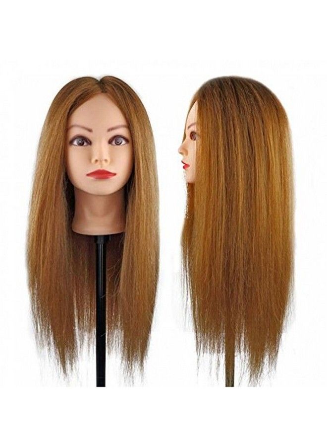 IAS رأس تدريب مصفف الشعر الصناعي الطويل البني 32 بوصة مع شعر أصلي - Image 2