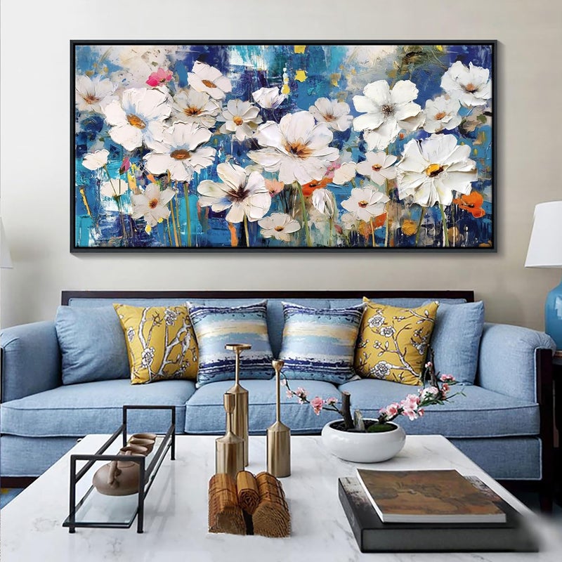 Pogusmavi Framed Floral Canvas Wall Art - Image 4