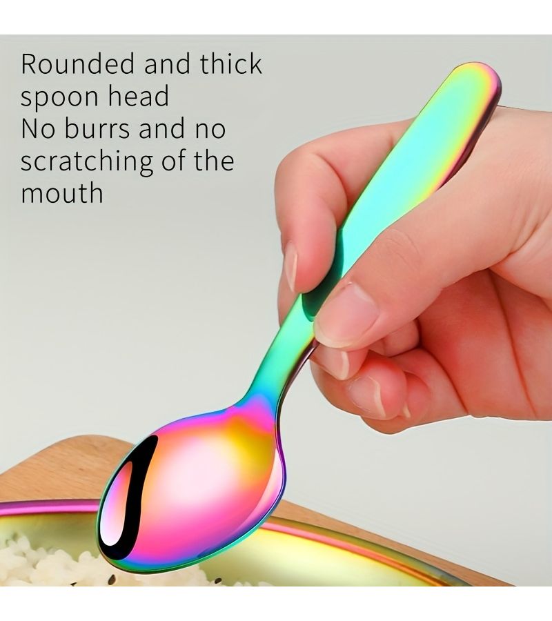 8pcs 304 Stainless Steel Spoon Fork Set Silvery with Silicone Straw Cup - Image 4