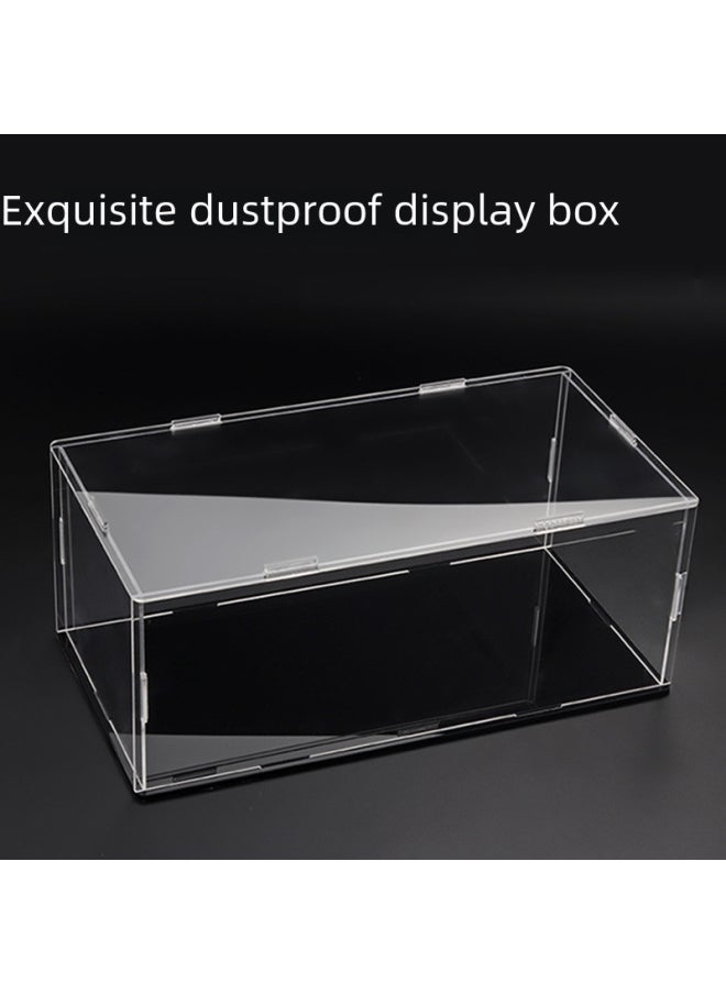 Generic Large Acrylic Alloy Car Model Transparent Gift Box Exquisite Dustproof Display Box Ideal Gift Ornament-Color:1:18 Dust Cover With Light-wooden  - Image 2