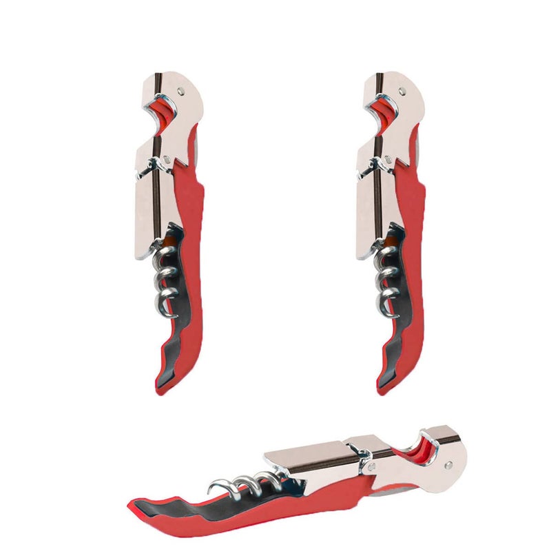 Kit-Home Professional Waiter Corkscrew Wine Openers Set 2 PCSUpgraded with Heavy Duty Stainless Steel Hinges Wine Key for Restaurant Waiters Sommelier Bartenders Red 2 Packs