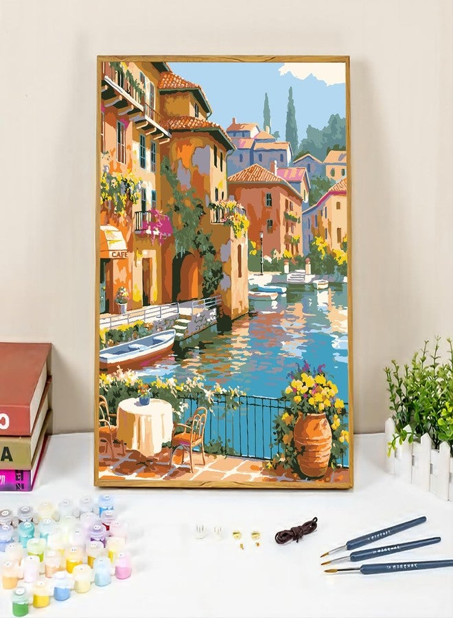 لوحة الرسم بالأرقام من كوايت ديو للبالغين، لوحة رسم مناظر المدينة بالأرقام، لوحة رسم المناظر الطبيعية بالأرقام مناسبة لتزيين جدران المنزل مقاس 16 × 20 بوصة. - Image 3