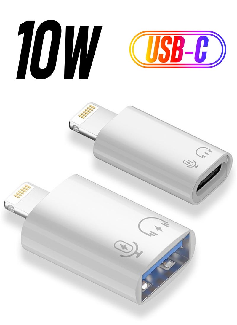 Generic Lightning Male to USB C Female Adapter, Lightning Male to USB A Female OTG Audio Adapter  - Image 1