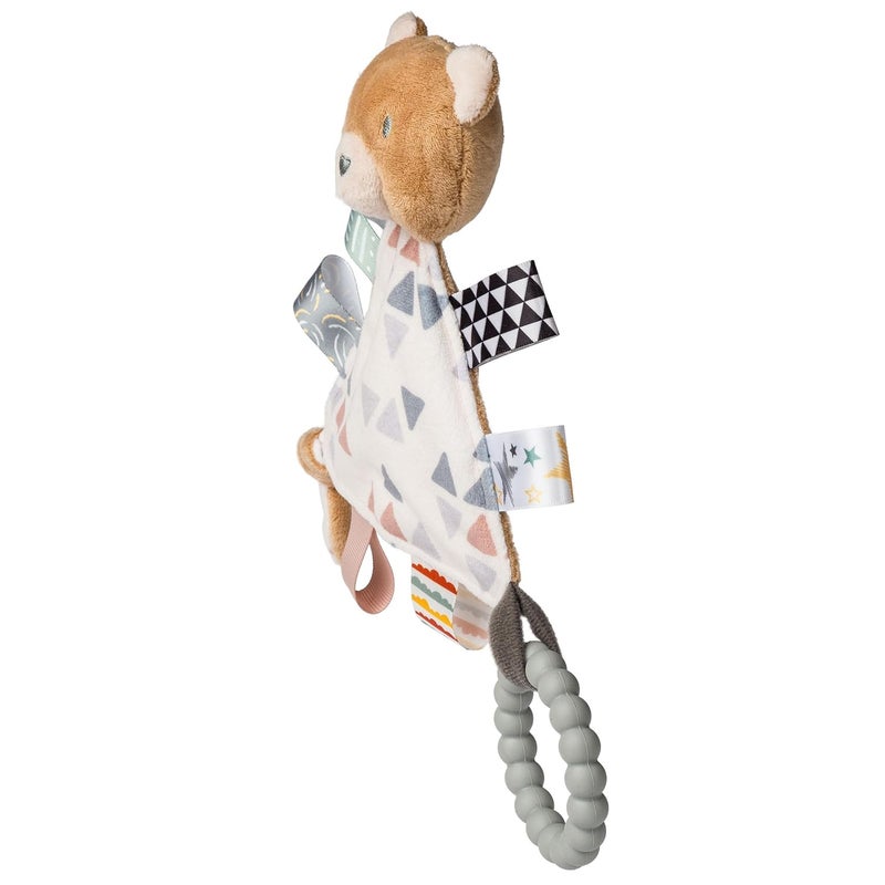 Mary Meyer Taggies Teething Toys Baby Rattle Portable Triangle Activity Toy with Sensory Tags 6Inches Teddy - Image 2