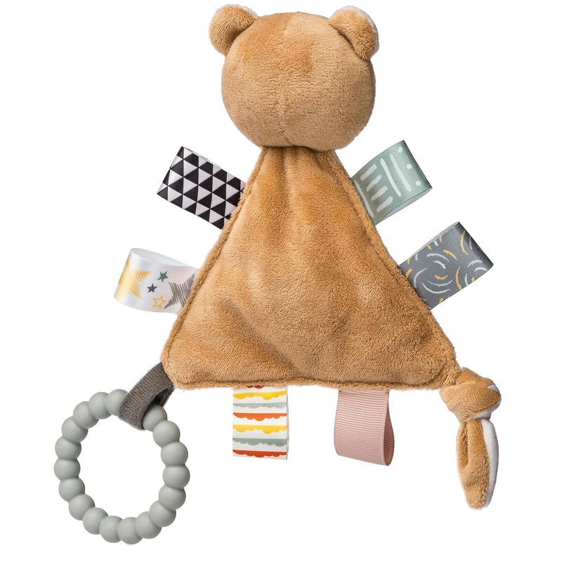 Mary Meyer Taggies Teething Toys Baby Rattle Portable Triangle Activity Toy with Sensory Tags 6Inches Teddy - Image 3