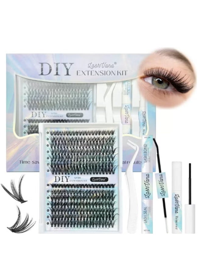 lashvana 280pcs False Eyelashes DIY Lash Extension Kit – Individual Lash Clusters with Lash Bond, Remover & Applicator – Complete Eyelash Extension Kit for Home Use – Easy to Apply, Long Lasting, Natural Look – 30D + 40D Mixed Kit – Salon-Quality DIY Lashes – Includes 3-in-1 Adhesive, Sealer & Remover - Image 3