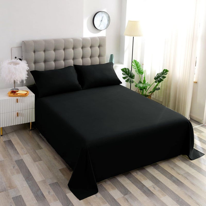Ghooss King Size Sheets 4 Pieces Bed Sheet,100% Super Soft Brushed Microfiber 1800 Luxury Bedding,Deep Pocket,Hypoallergenic,Wrinkle Free Fade & Stain Resistant(Black,King) - Image 2