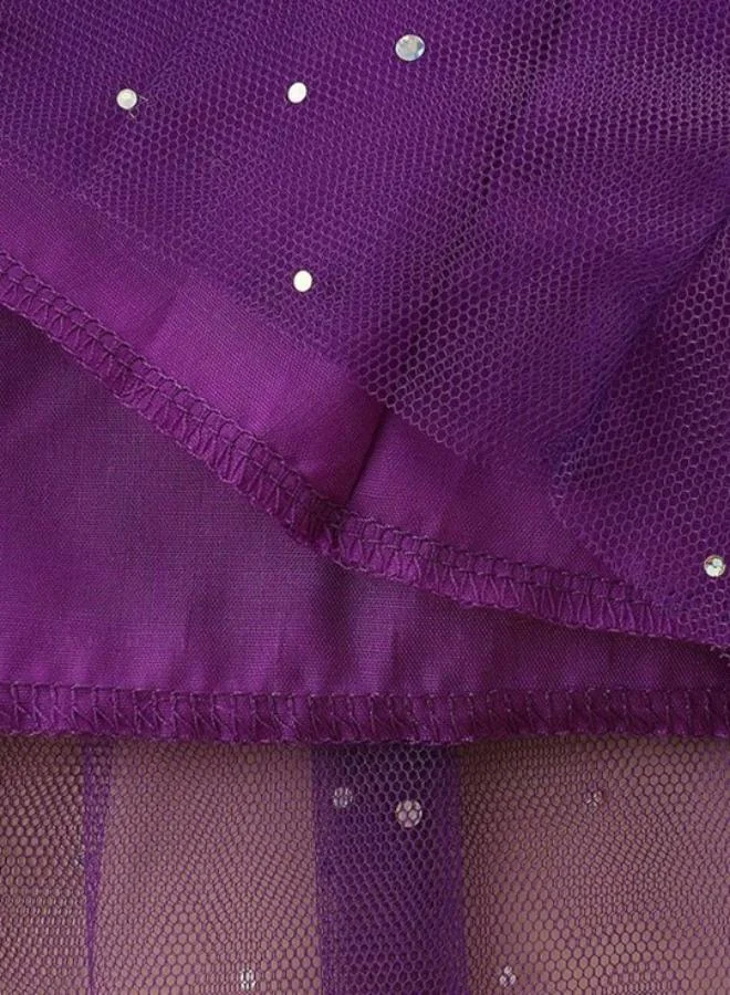 يونيكي Purple A-Line Crew Neck Printed Dress