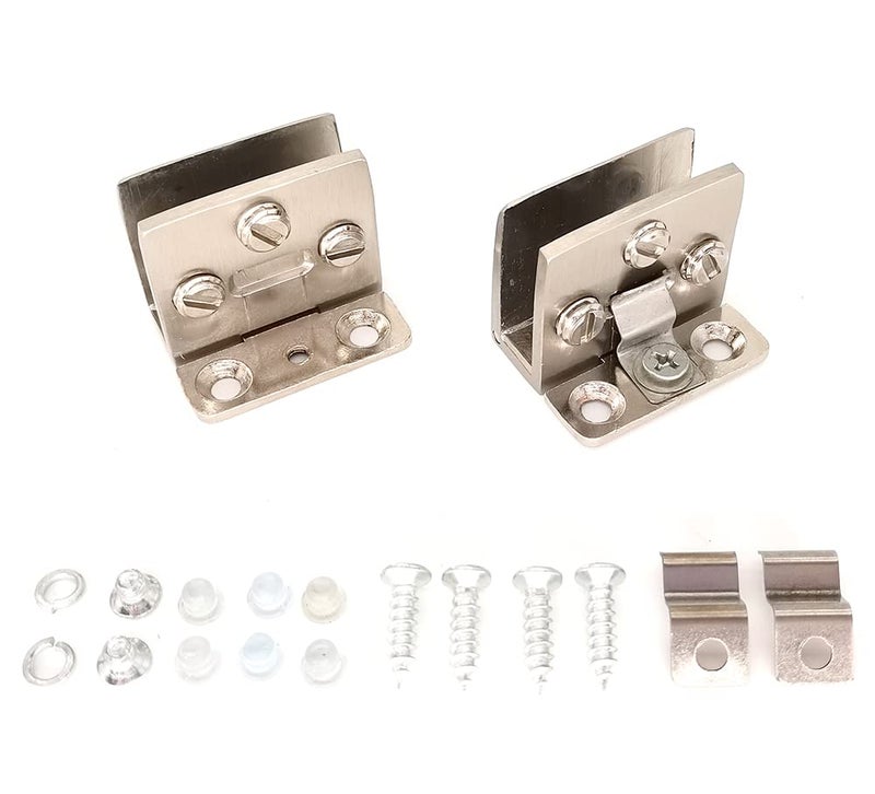 WANLIAN WANLIAN2 Pieces Stainless Steel Cabinet Glass Door Hinge Wine Cabinet Door Hinge Cabinet Glass Hinge Cabinet Glass clamp Without Drilling  - Image 2