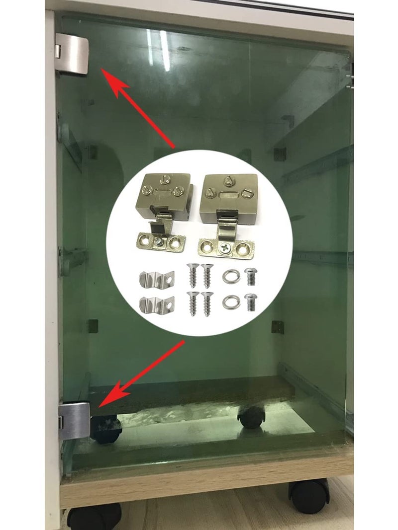 WANLIAN WANLIAN2 Pieces Stainless Steel Cabinet Glass Door Hinge Wine Cabinet Door Hinge Cabinet Glass Hinge Cabinet Glass clamp Without Drilling  - Image 4